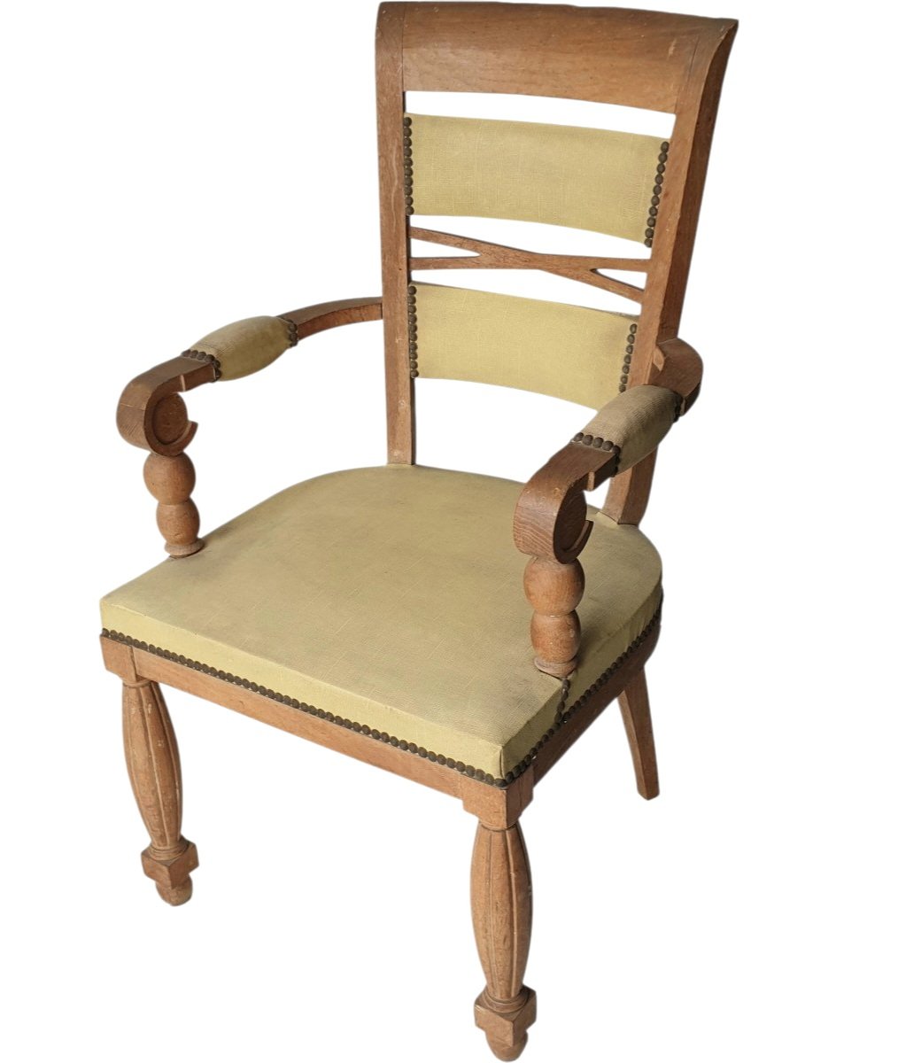Benjamin Gomez Fauteuil en Chêne de Benjamin Gomez Art Déco Régionaliste Basque circa 1920 1930-photo-5