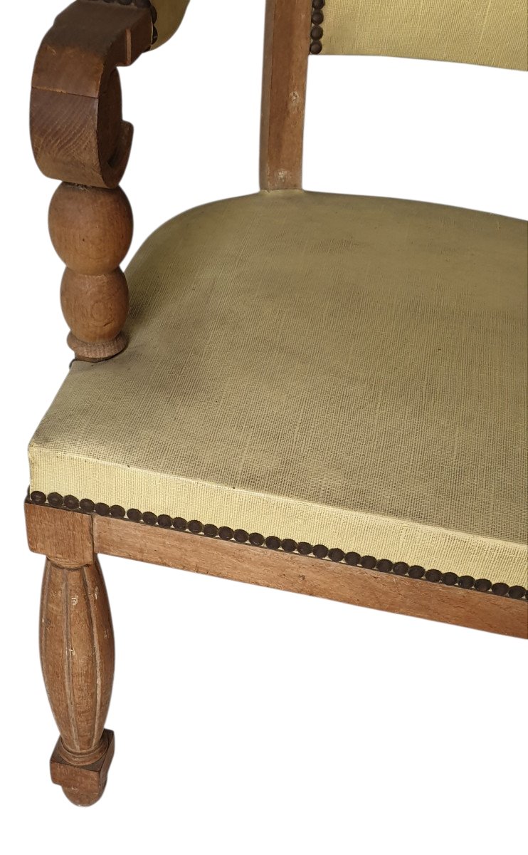 Benjamin Gomez Fauteuil en Chêne de Benjamin Gomez Art Déco Régionaliste Basque circa 1920 1930-photo-6