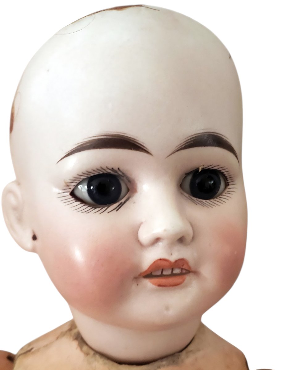 Mechanical Porcelain "jumeau" Doll With An Open Mouth, Wearing Period Clothing 