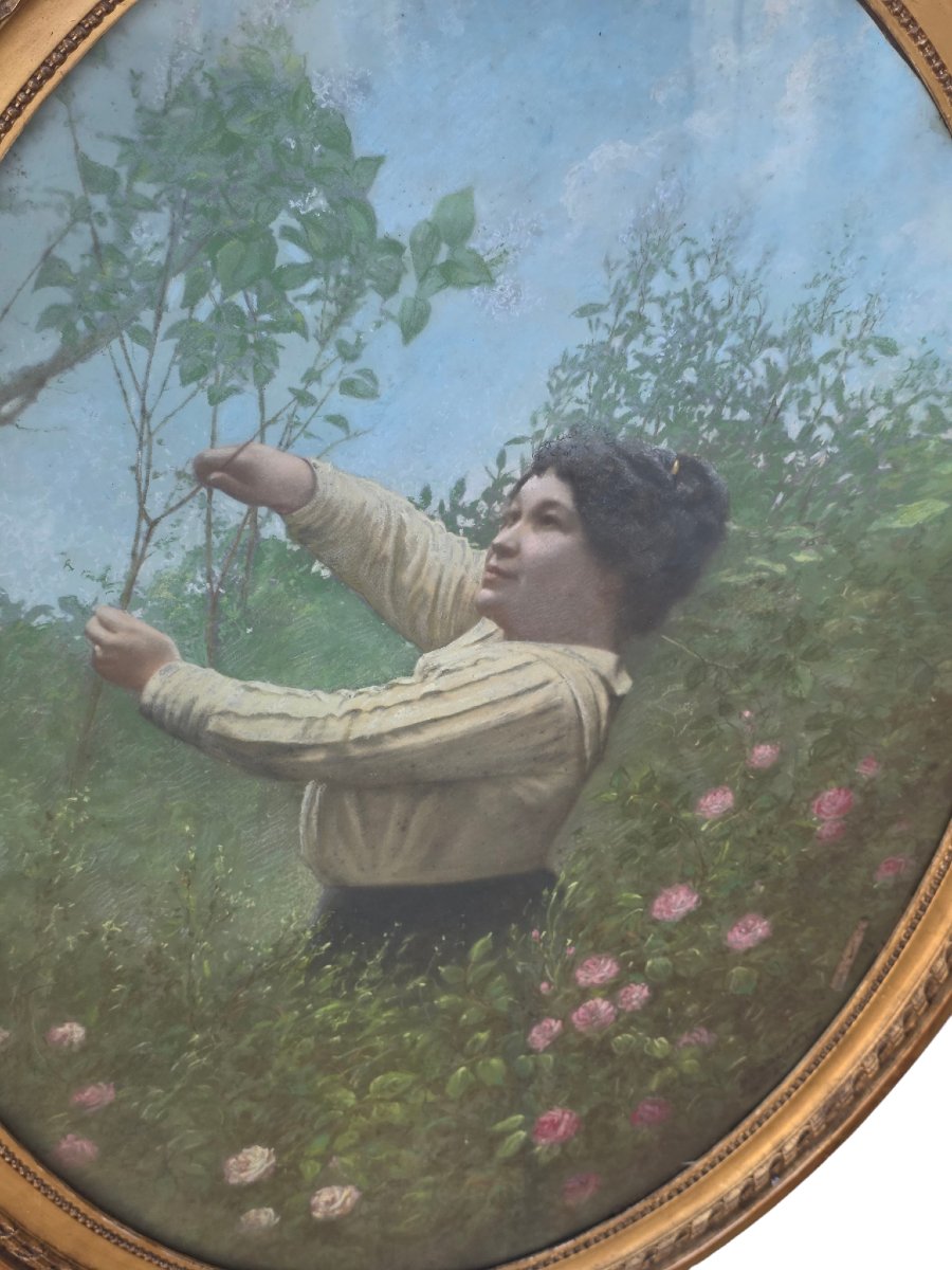  ​a Very Beautiful And Large Pastel From The Belle époque Period, Executed With Remarkable Mastery Of The L-photo-4