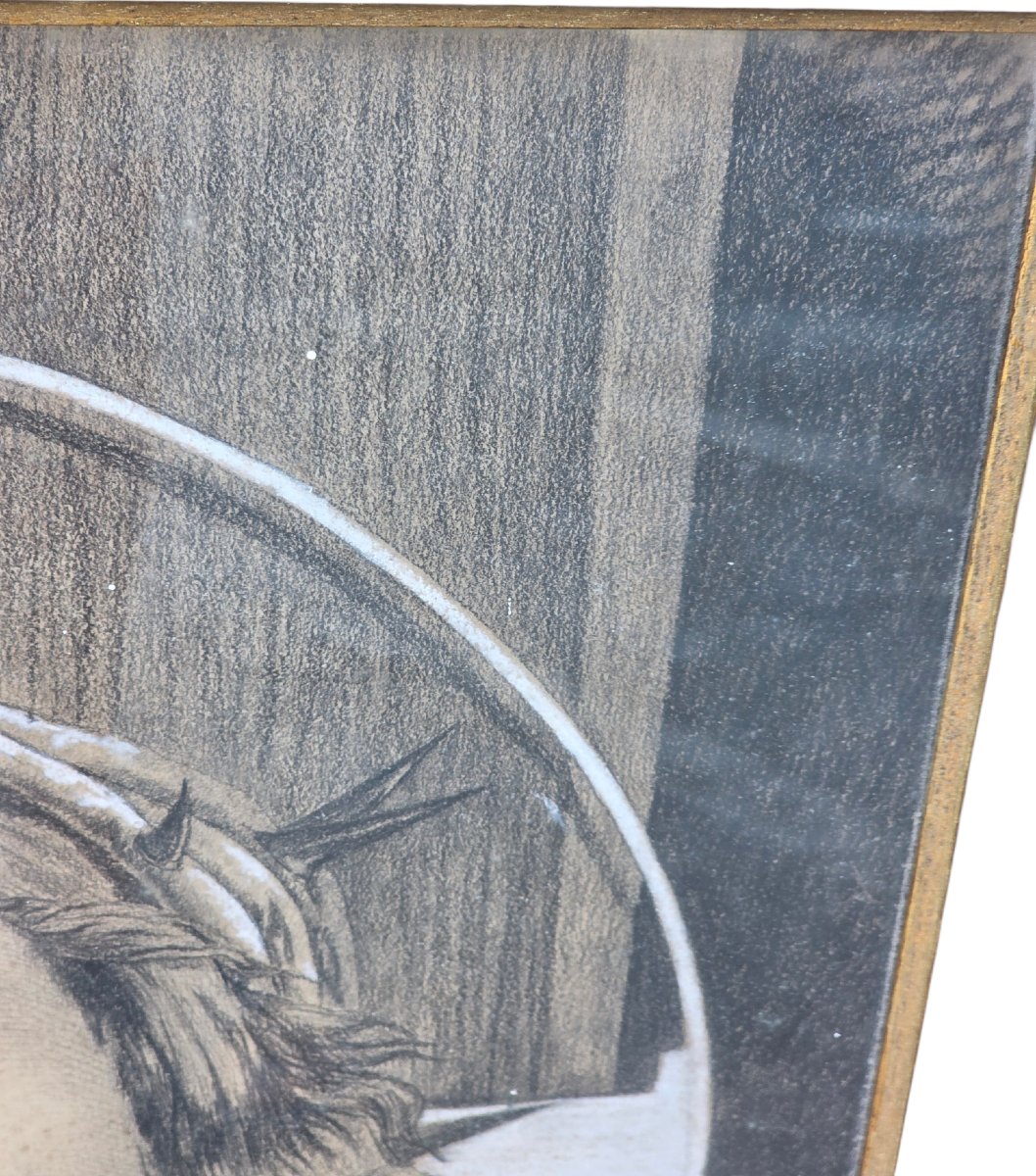 French School, Late 19th Century  Charcoal Drawing With White Highlights, Signed E. Barbe-photo-2