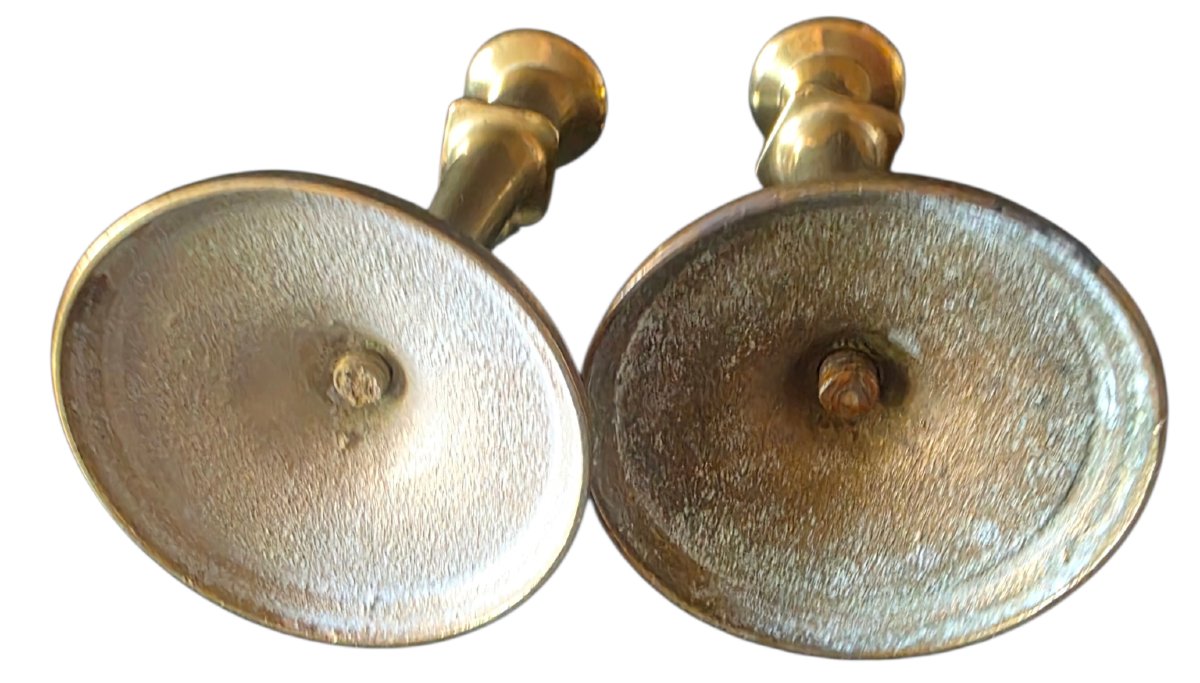 Pair Of 19th-century Napoleon III Candlesticks. In Perfect Condition. Height: 19 Cm; Base Diameter: 9 Cm.-photo-1