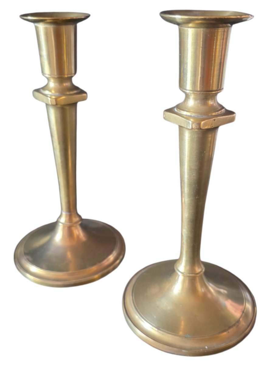 Pair Of 19th-century Napoleon III Candlesticks. In Perfect Condition. Height: 19 Cm; Base Diameter: 9 Cm.