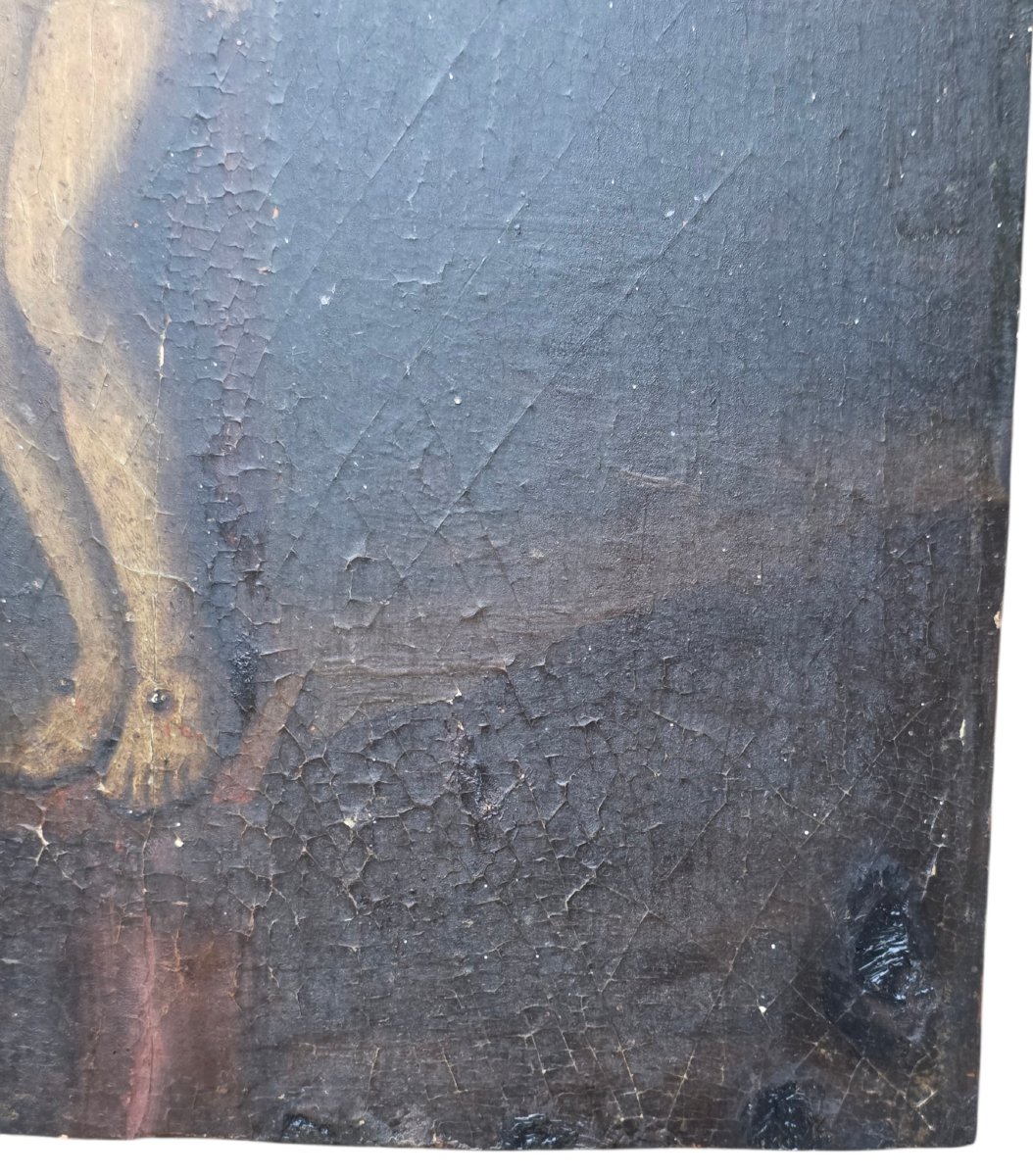   Christ On The Cross On An Oak Panel, 17th-century European School  -photo-2