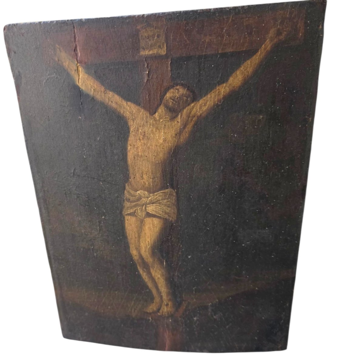   Christ On The Cross On An Oak Panel, 17th-century European School  -photo-3