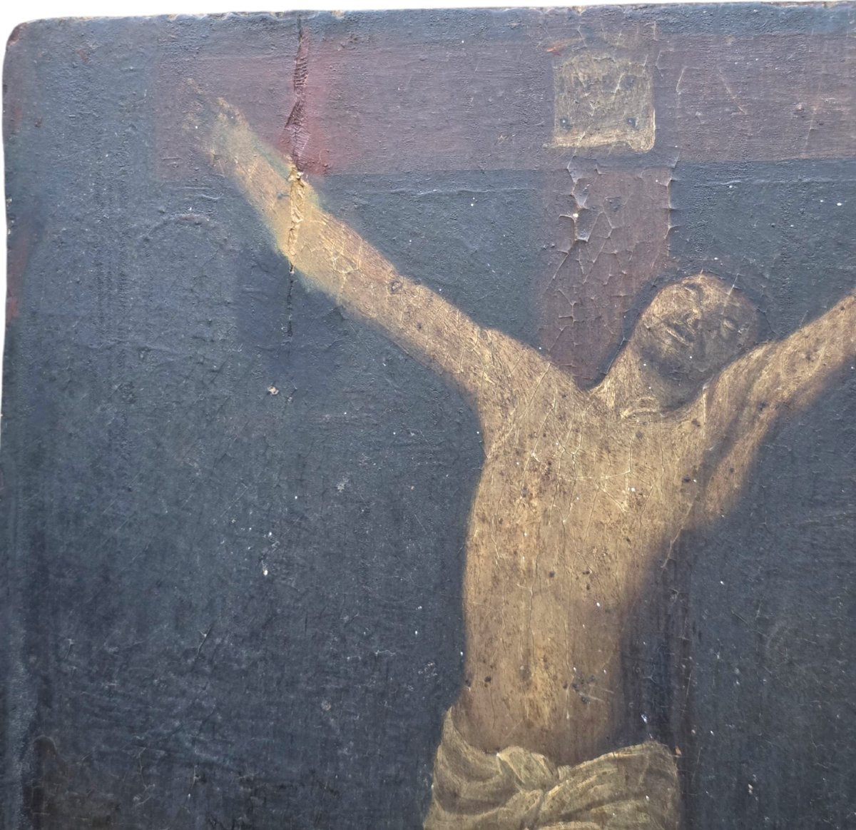   Christ On The Cross On An Oak Panel, 17th-century European School  -photo-4