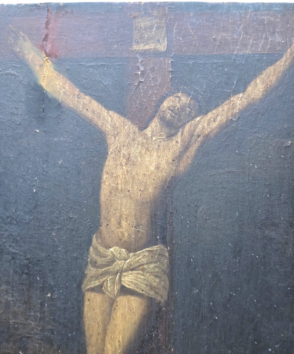   Christ On The Cross On An Oak Panel, 17th-century European School  -photo-1