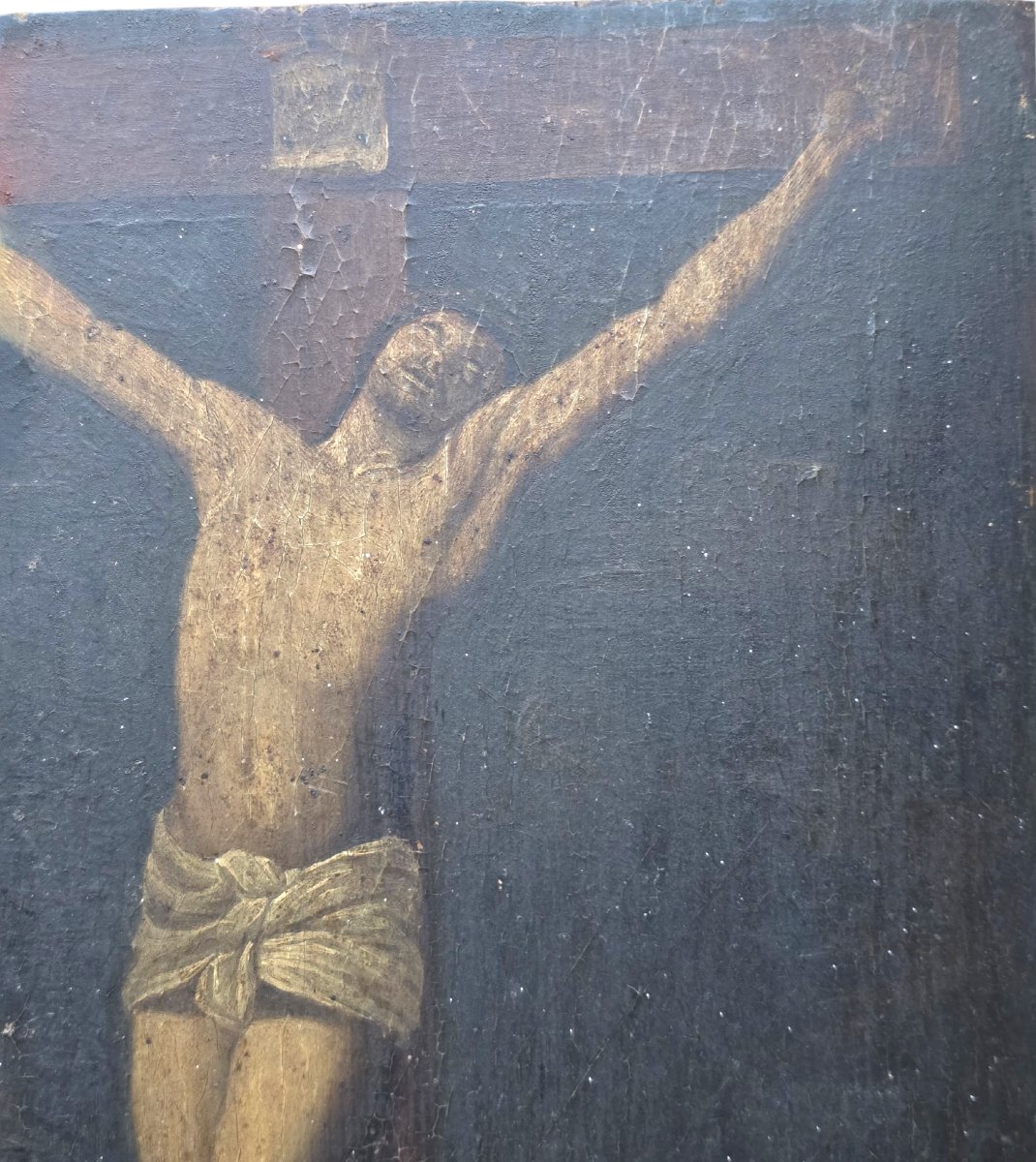   Christ On The Cross On An Oak Panel, 17th-century European School  