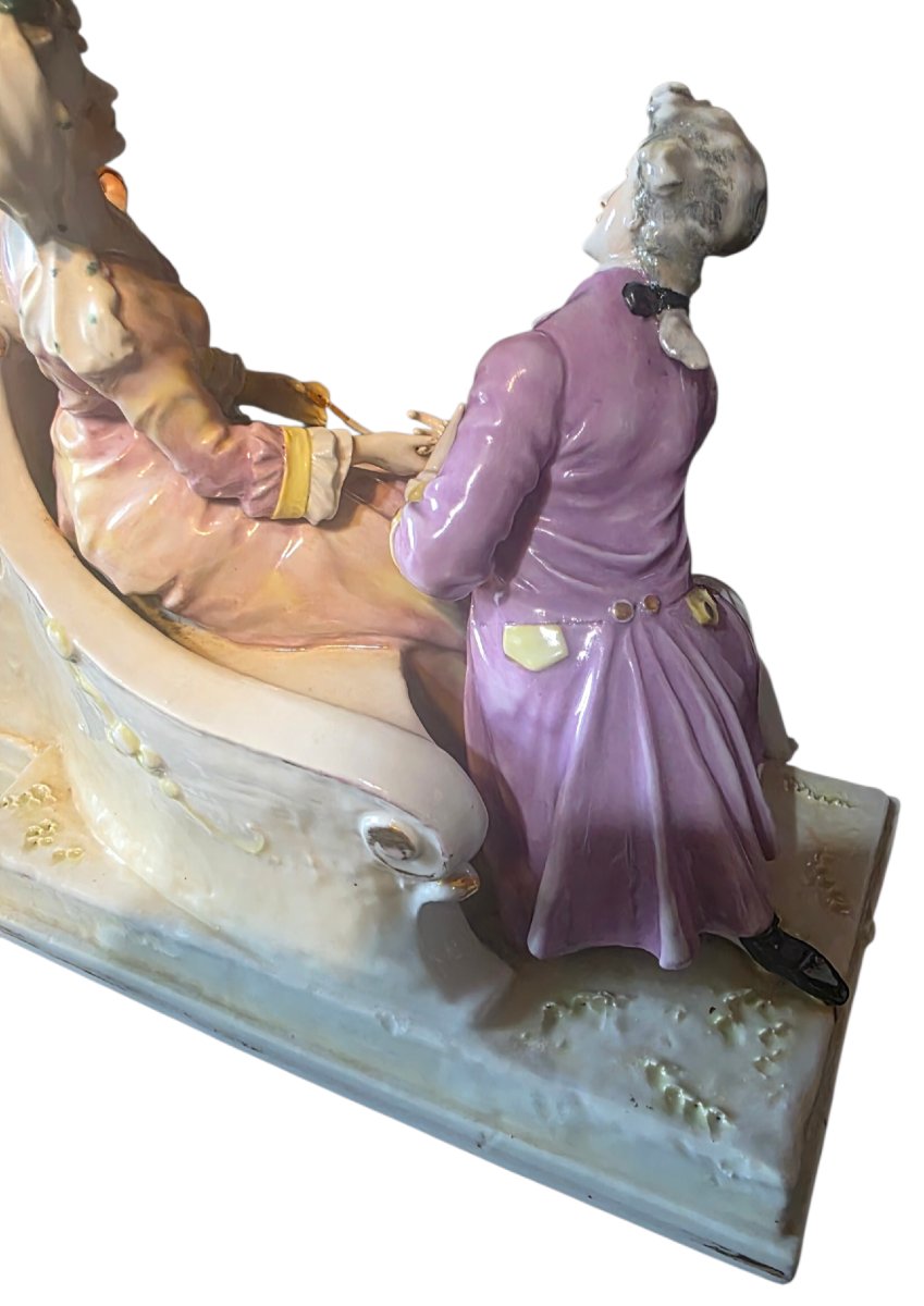  Large Saxon-thuringian Porcelain Figurine Set  Romantic Scene  Height: 29 Cm  ​-photo-3