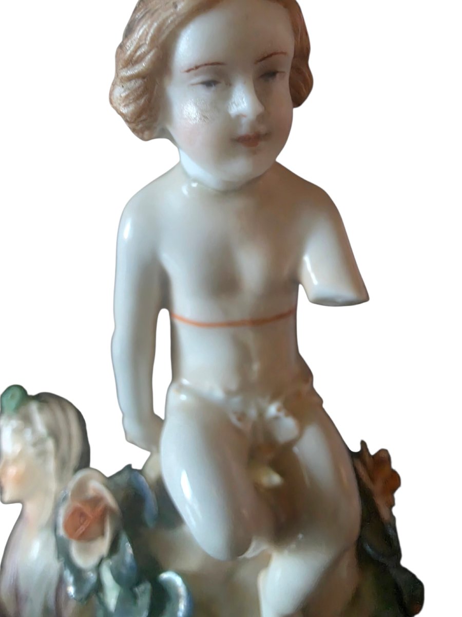  Large Saxon-thuringian Porcelain Figurine Set  Romantic Scene  Height: 29 Cm  ​-photo-5
