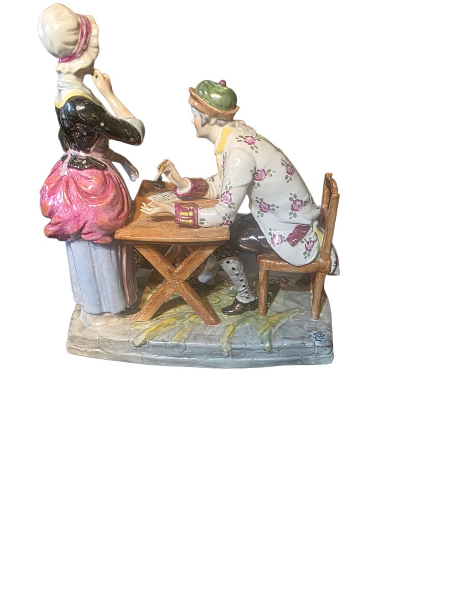  ​Lot de 3 Groupes en Porcelaine polychrome fin XIXe Style Sèvres  Samson ​ -photo-2
