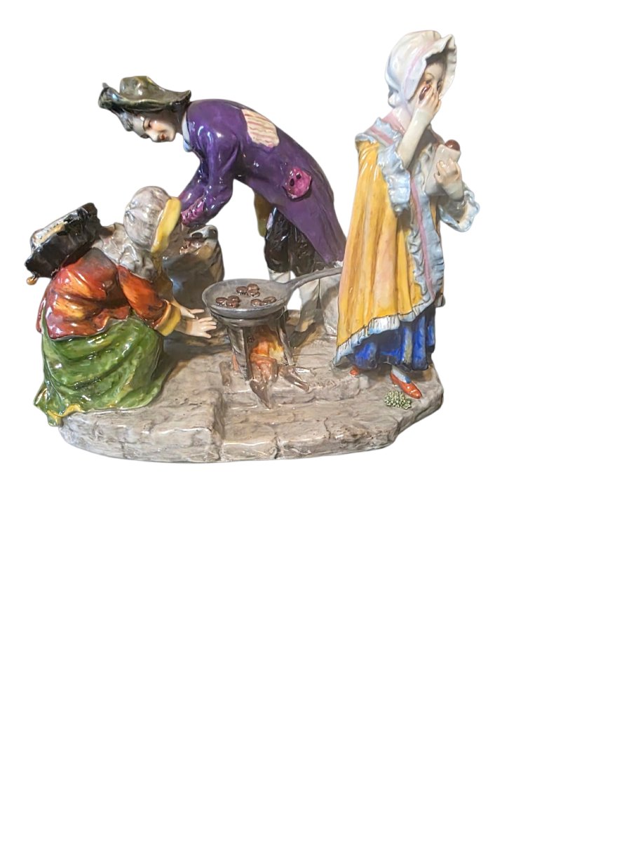  ​Lot de 3 Groupes en Porcelaine polychrome fin XIXe Style Sèvres  Samson ​ -photo-1