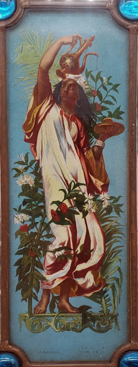  ​paire de vitraux Napoléon III d'après A.J. MAZEROLLE 1874  les Gobelins chromolithographies -photo-1
