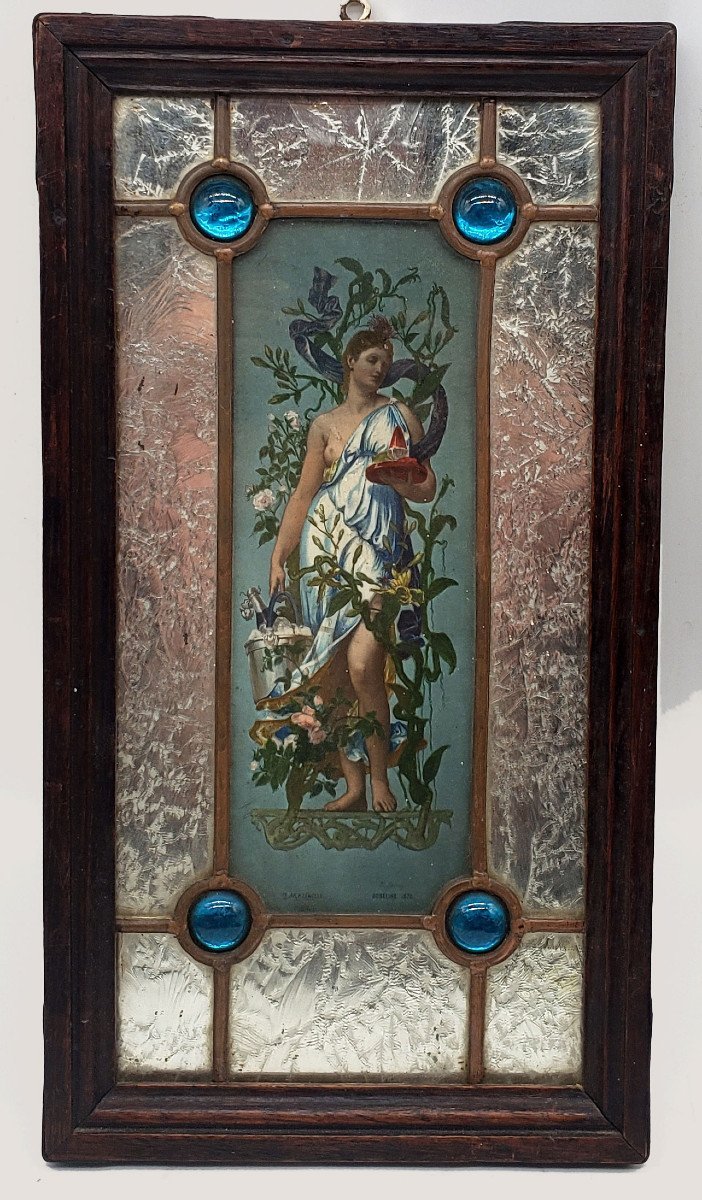  ​paire de vitraux Napoléon III d'après A.J. MAZEROLLE 1874  les Gobelins chromolithographies -photo-2