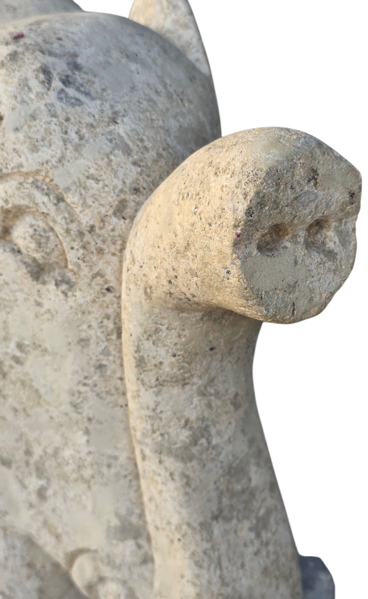 Elephant-shaped Suture Made Of Limestone, Qing Dynasty, 19th Century-photo-2