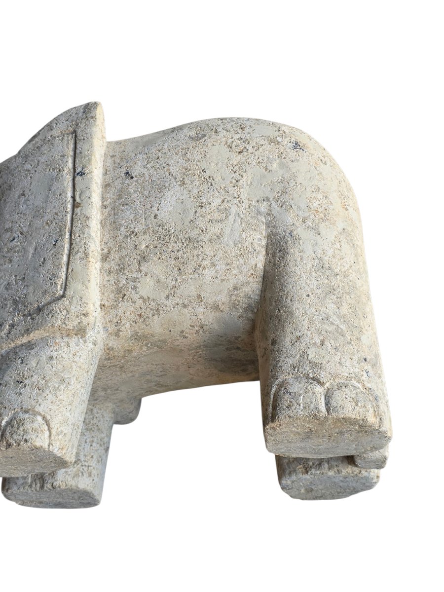 Elephant-shaped Suture Made Of Limestone, Qing Dynasty, 19th Century-photo-3