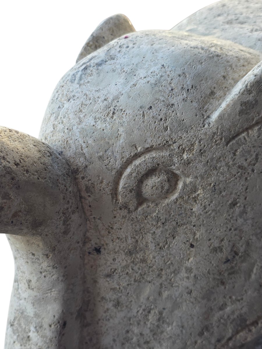 Elephant-shaped Suture Made Of Limestone, Qing Dynasty, 19th Century-photo-5