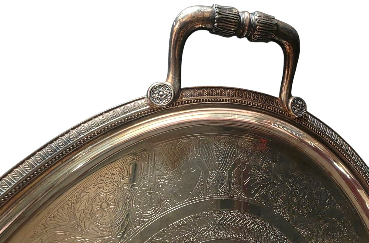 Christofle France  Large Oval Serving Platter With Silver-plated Metal Handles, 75 Cm  -photo-2