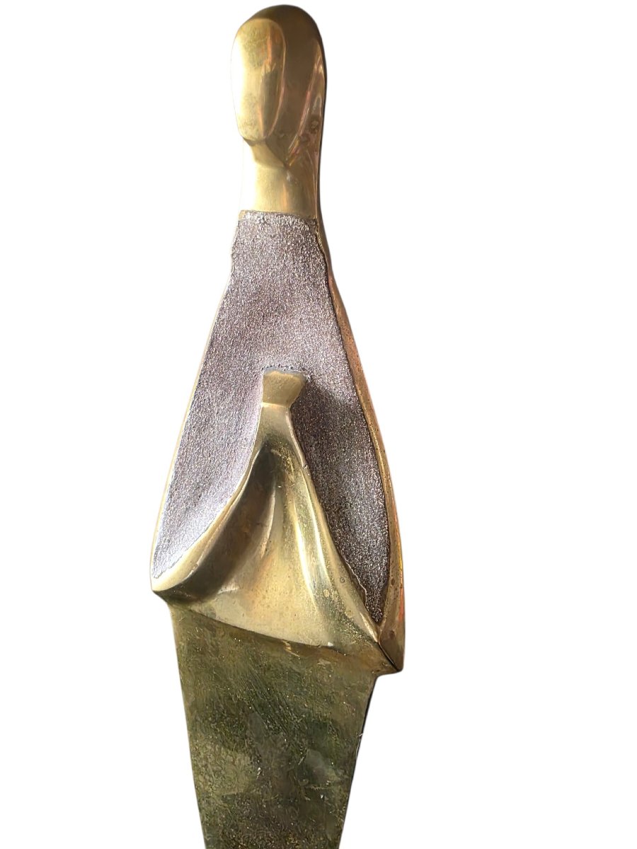  Sculpture Statuette Vierge en prière bronze sur socle bois Hauteur 36 cm  ​Superbe statuette-photo-1