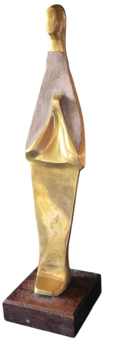  Sculpture Statuette Vierge en prière bronze sur socle bois Hauteur 36 cm  ​Superbe statuette