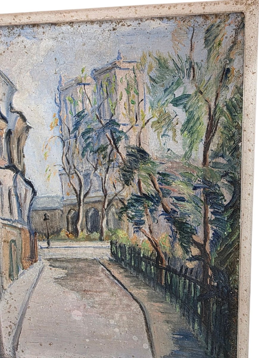 Paire de tableaux à l'huile sur panneau Vues de Paris J. Vacheret ​Paire de peintures-photo-2