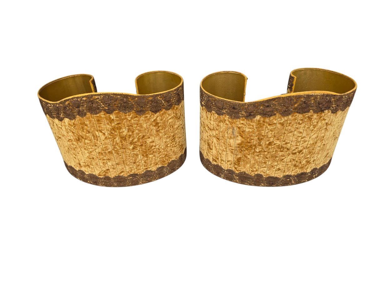   Pair Of Large Gilded Wooden Candlestick Lamps From The 18th Century, 130 Cm-photo-2