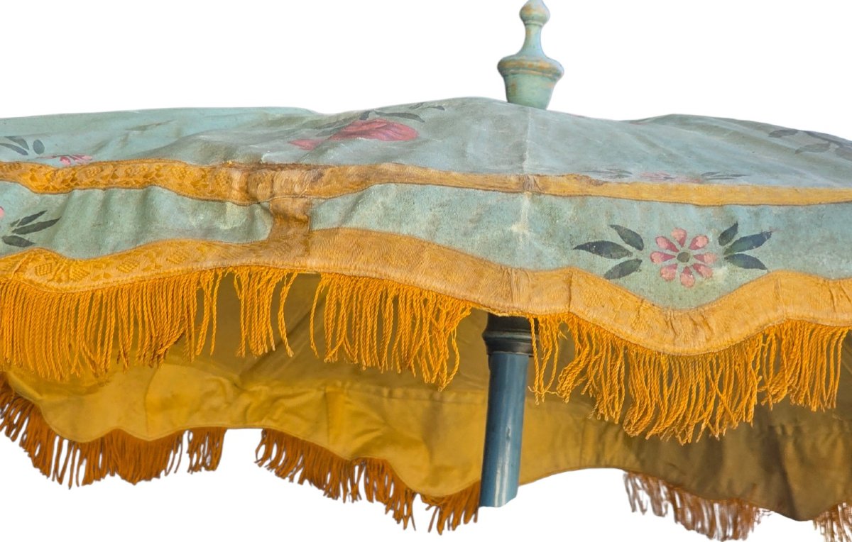 Antique Procession Parasol Made Of Hand-painted Canvas From China Or Japan  ​-photo-2