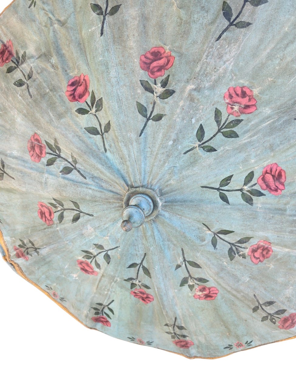 Antique Procession Parasol Made Of Hand-painted Canvas From China Or Japan  ​-photo-3