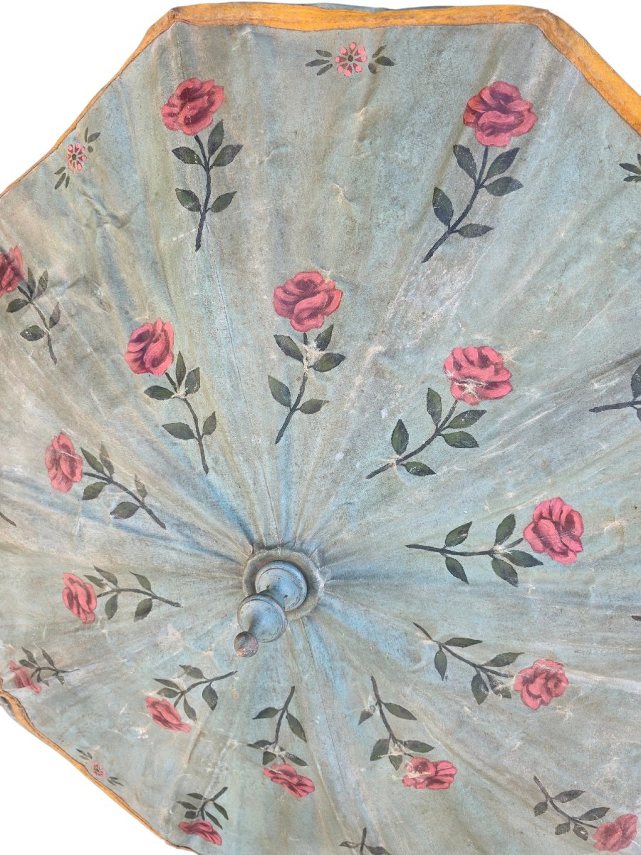 Antique Procession Parasol Made Of Hand-painted Canvas From China Or Japan  ​-photo-4