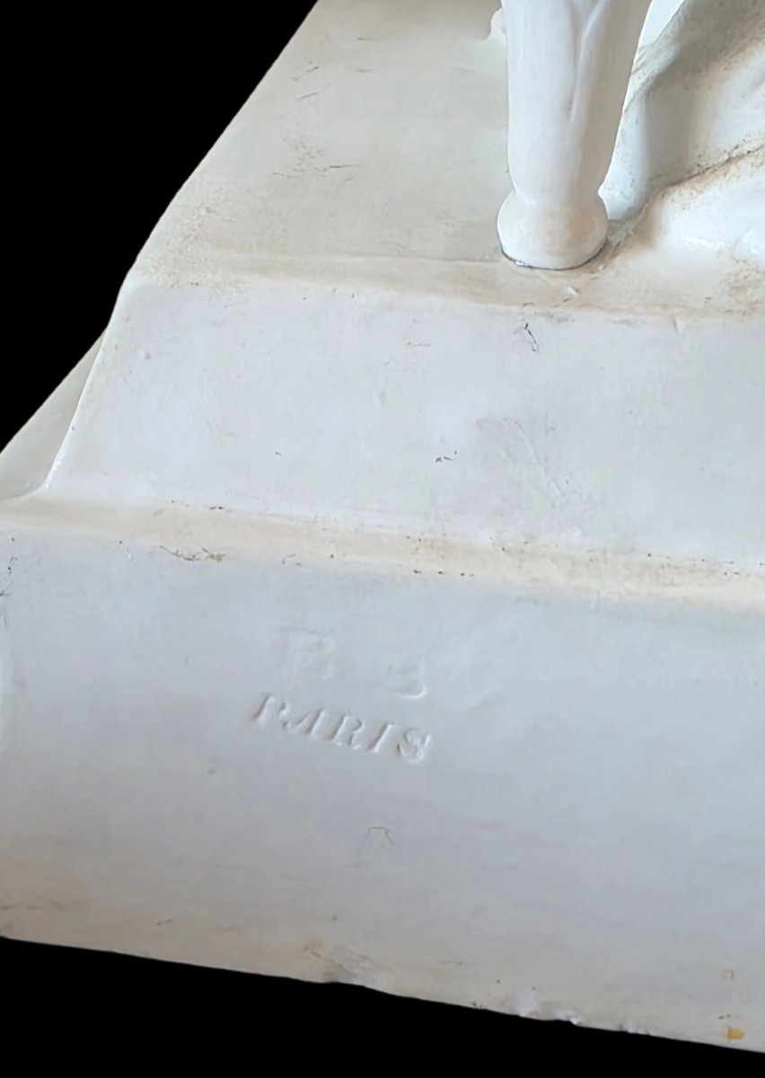   Auguste Moreau Sculpture ancienne en biscuit de porcelaine Parian Cendrillon Cachet PARIS  -photo-4
