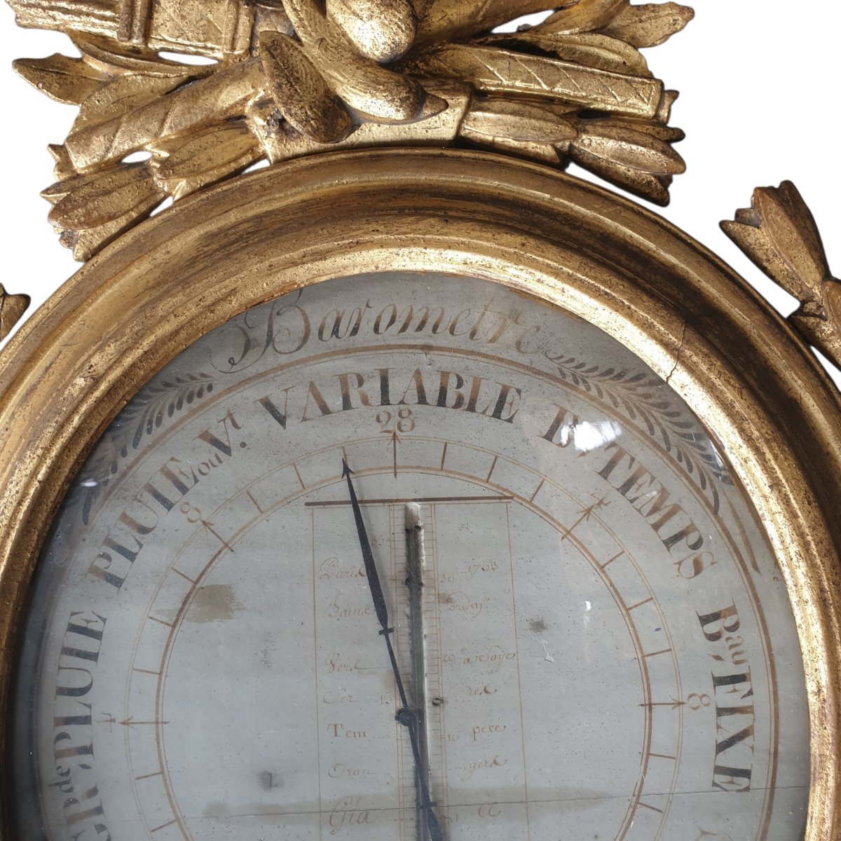  A Louis XVI-era Barometer-thermometer Made Of Carved And Gilded Wood By Gohin In Paris -photo-5