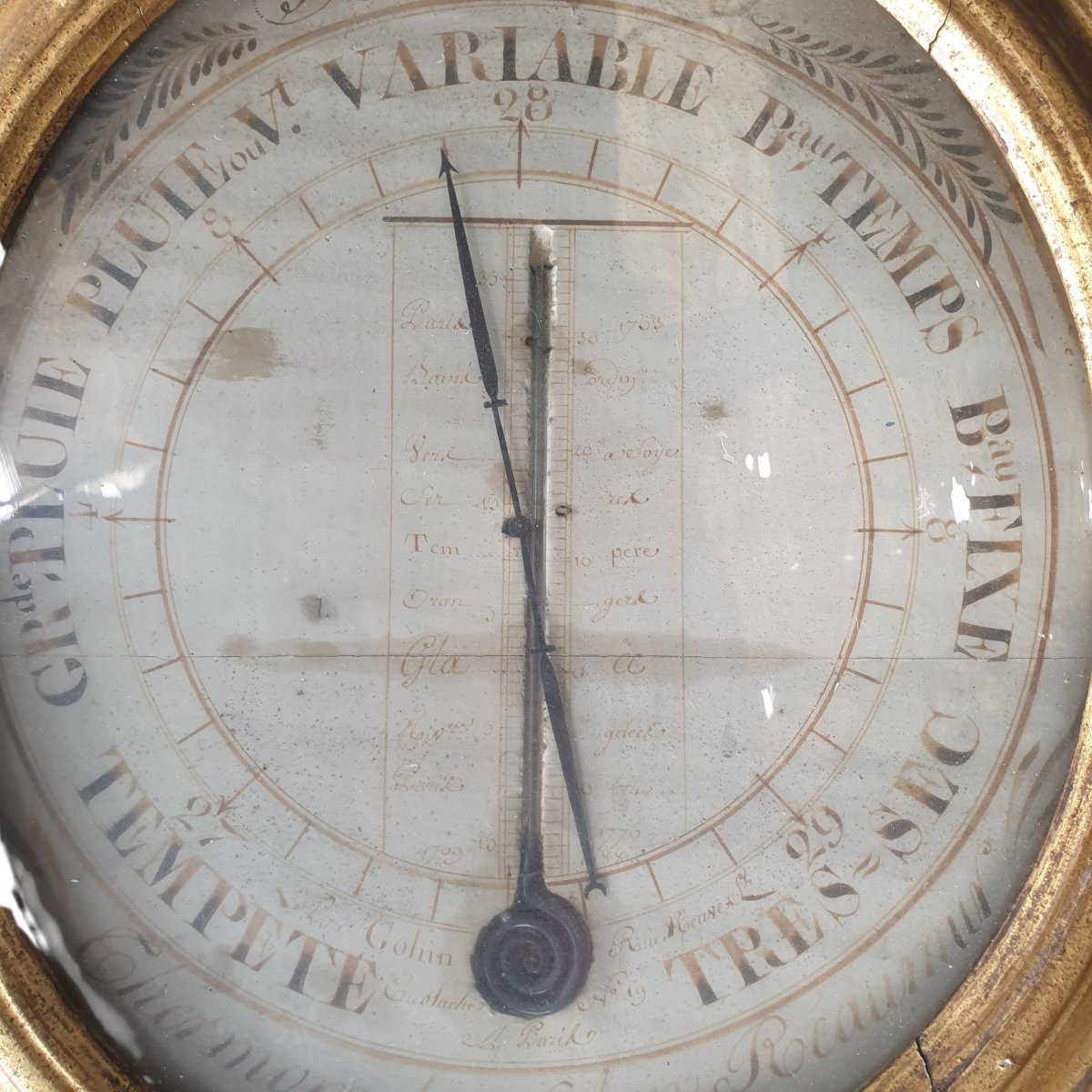 A Louis XVI-era Barometer-thermometer Made Of Carved And Gilded Wood By Gohin In Paris -photo-8