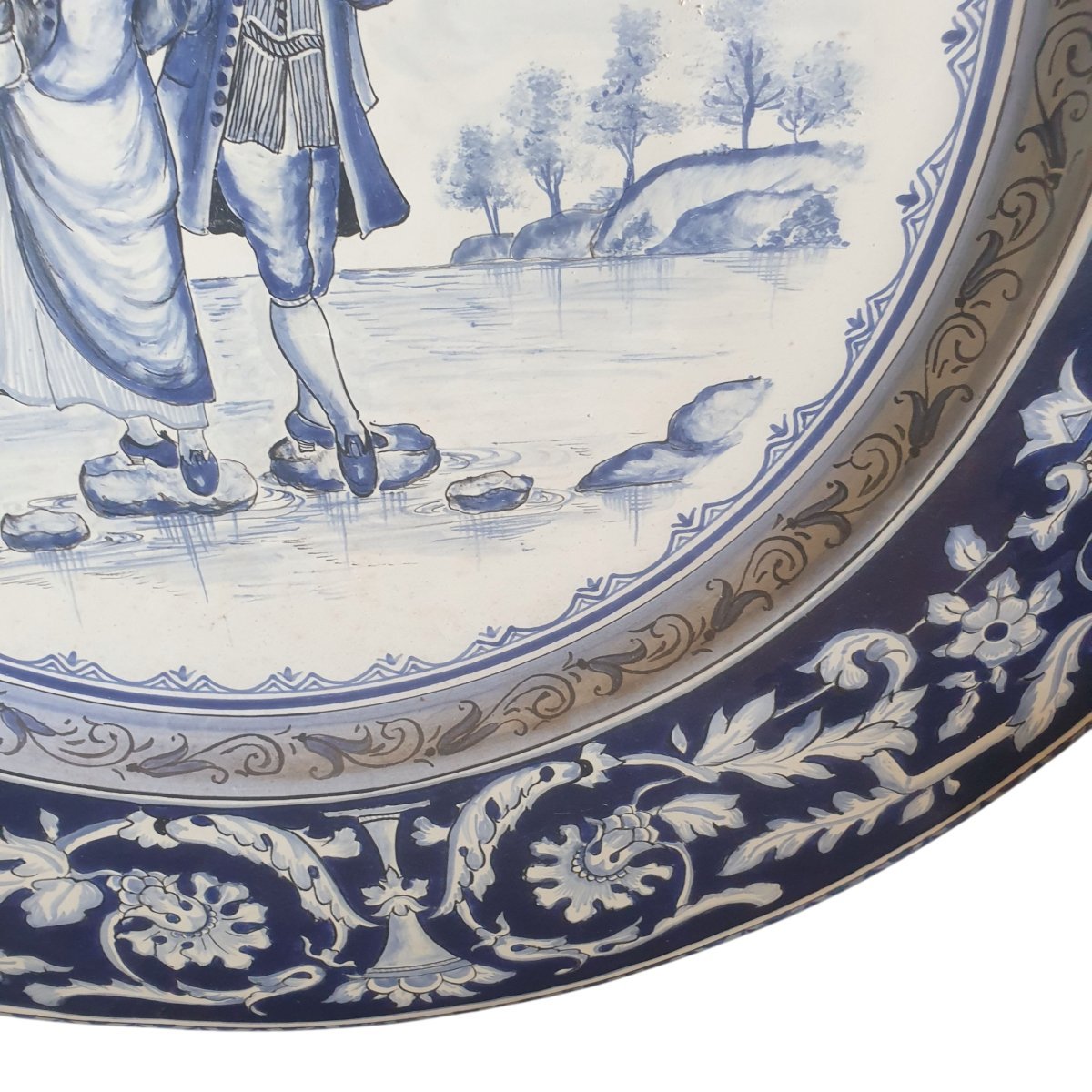 Grand plat mural en faïence de Nevers par J.P. Georges Ø 56 cm -photo-4