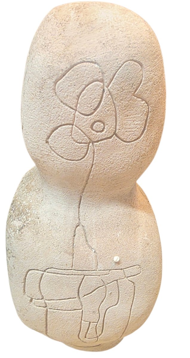  ​Trio de vases sculptures en grès brut incisé  Style & signature Miró 65   -photo-3