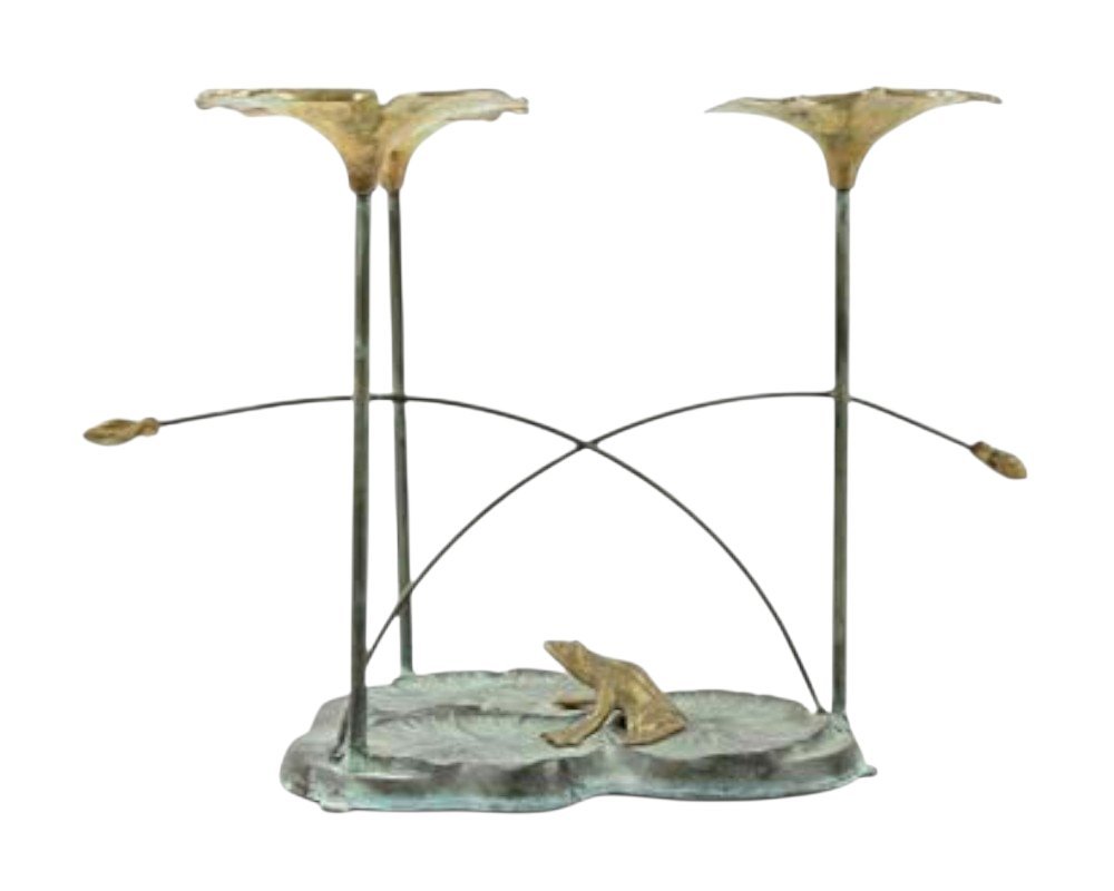 Jivko Sedlarski Piétement table basse bronze patine verte Thème Aquatique Grénouille