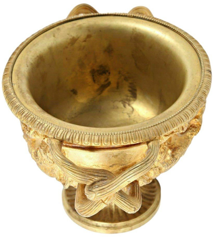  Mini Vase Cratère Borghèse en Bronze Doré d’époque XIXe Décor Dionysiaque Grand Tour -photo-2