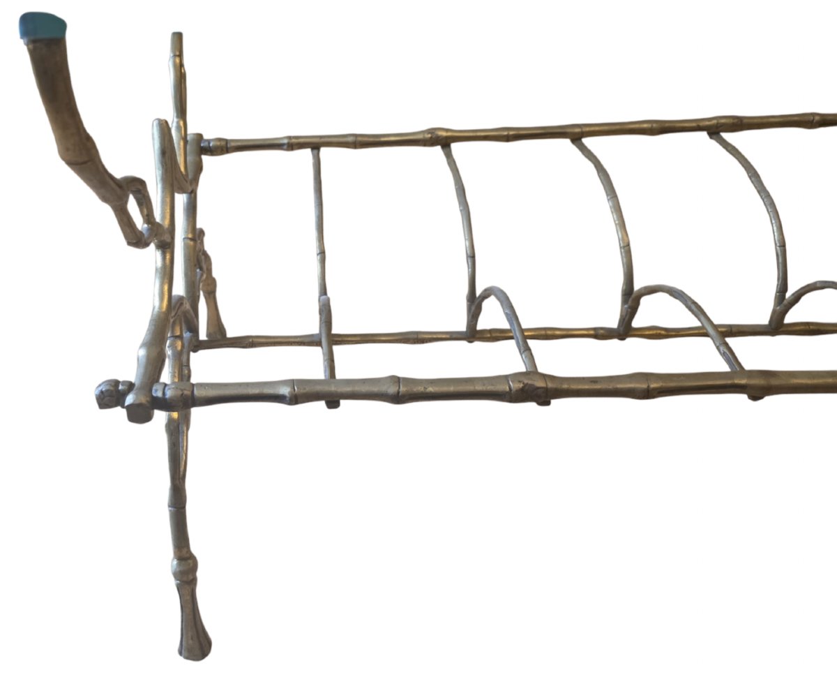 Maison Baguès Rare Coffee Table With Magazine Rack, Made Of Solid Gilded Bronze, "faux Bambou" Style -photo-4