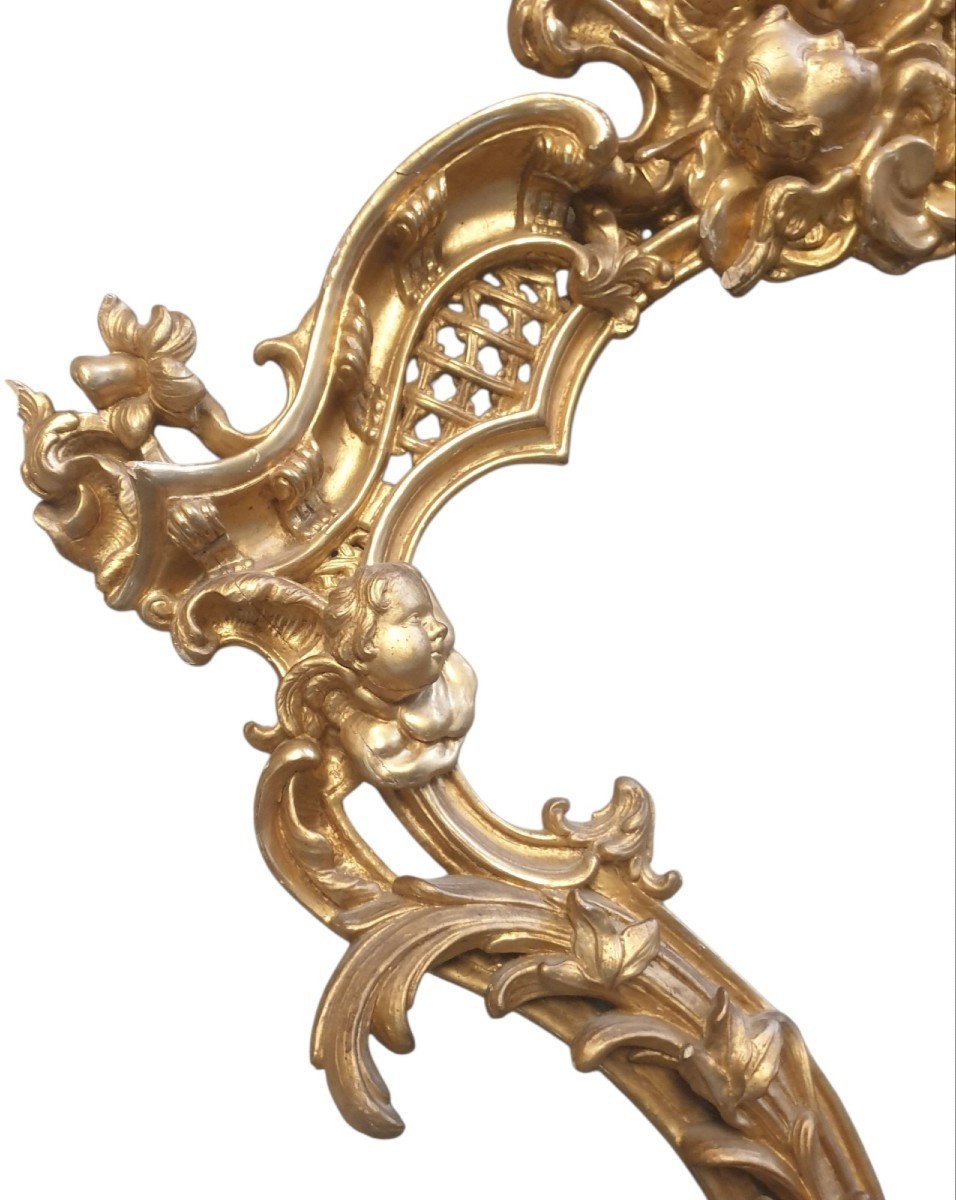  Important Cadre Violoné en Bois Sculpté et Doré Italie XVIIIe Siècle 95 cm x 80 cm -photo-3