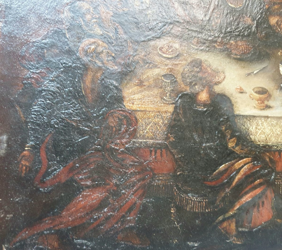  17th-century Italian Painting *the Last Supper Of Jesus Christ*  Oil On Panel-photo-1
