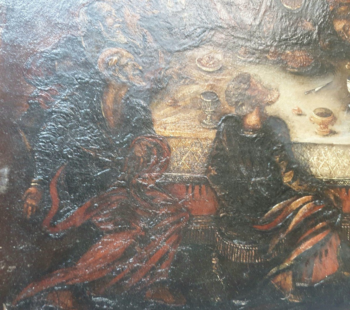  17th-century Italian Painting *the Last Supper Of Jesus Christ*  Oil On Panel-photo-2