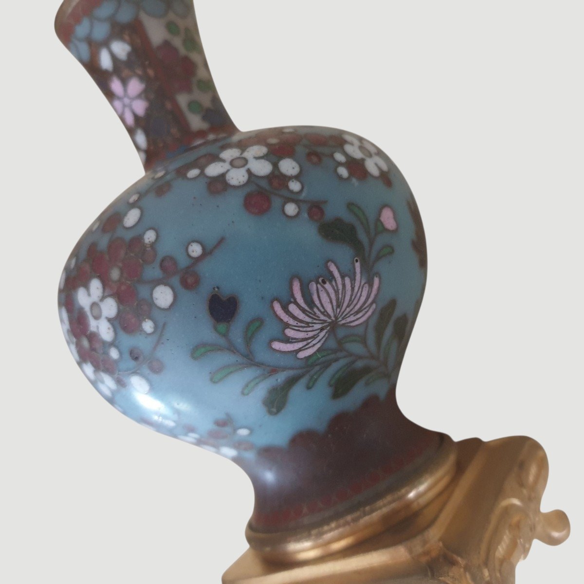  Pair Of Napoleon III-style Cloisonné Enamel And Gilded Bronze Candlesticks -photo-2