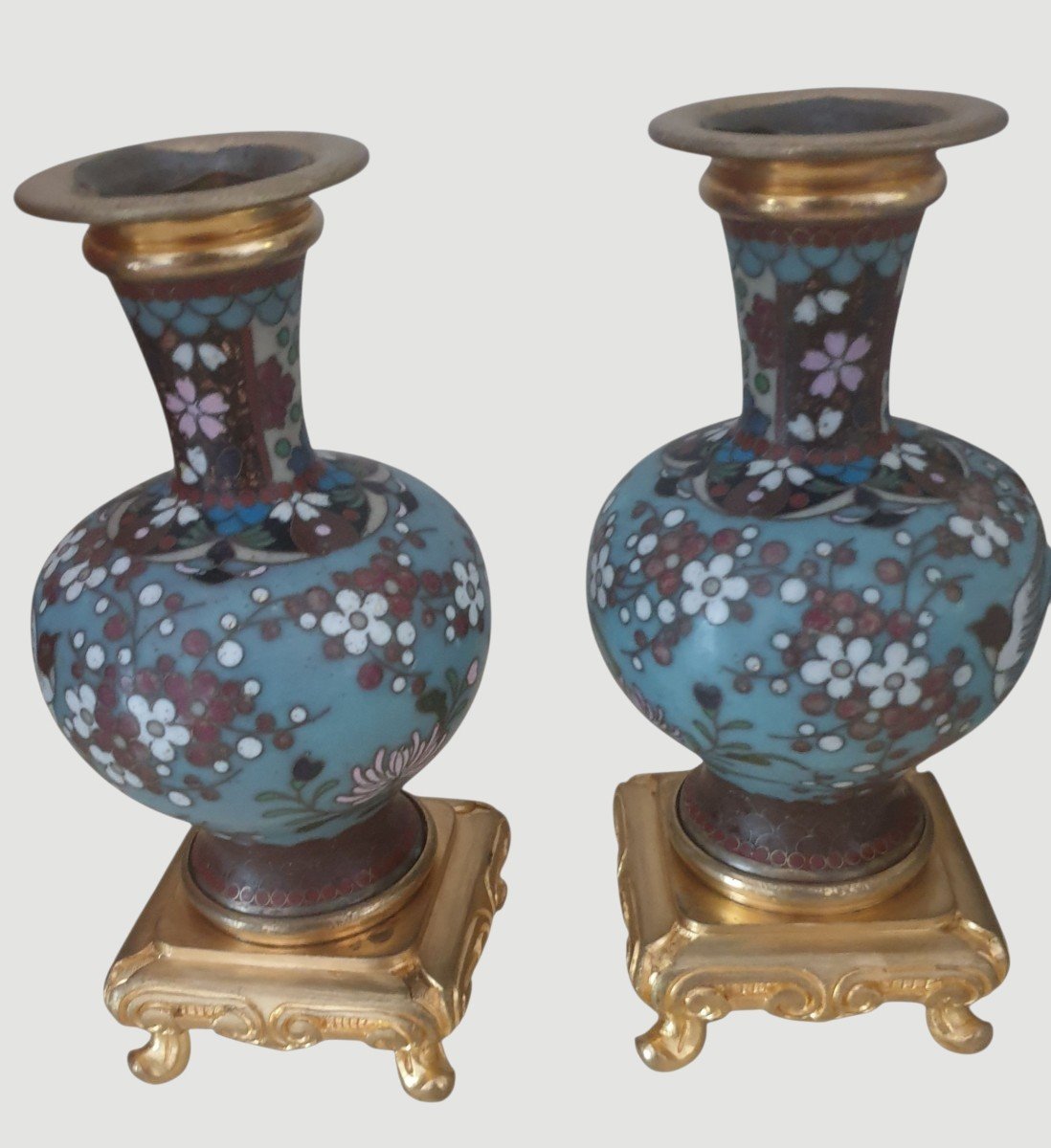  Pair Of Napoleon III-style Cloisonné Enamel And Gilded Bronze Candlesticks -photo-4