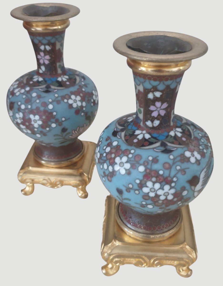  Pair Of Napoleon III-style Cloisonné Enamel And Gilded Bronze Candlesticks -photo-5