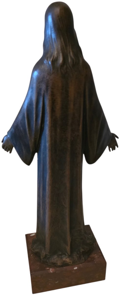  Bronze "sacré-cœur De Jésus" By Albert Roze (1861–1952), Ferdinand Barbedienne Foundry -photo-4