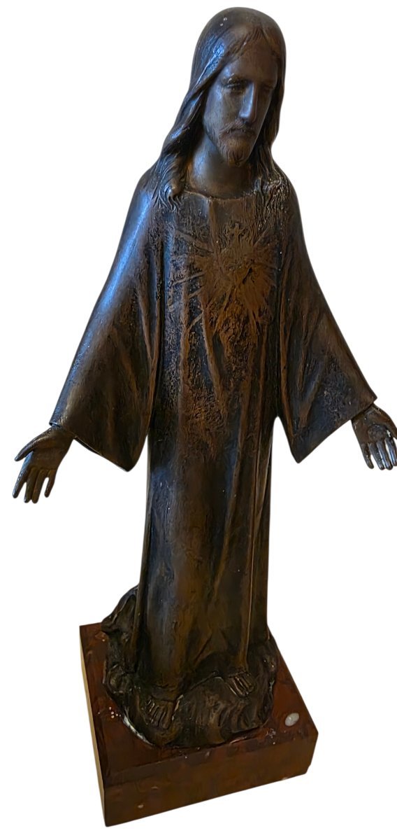  Bronze "sacré-cœur De Jésus" By Albert Roze (1861–1952), Ferdinand Barbedienne Foundry 