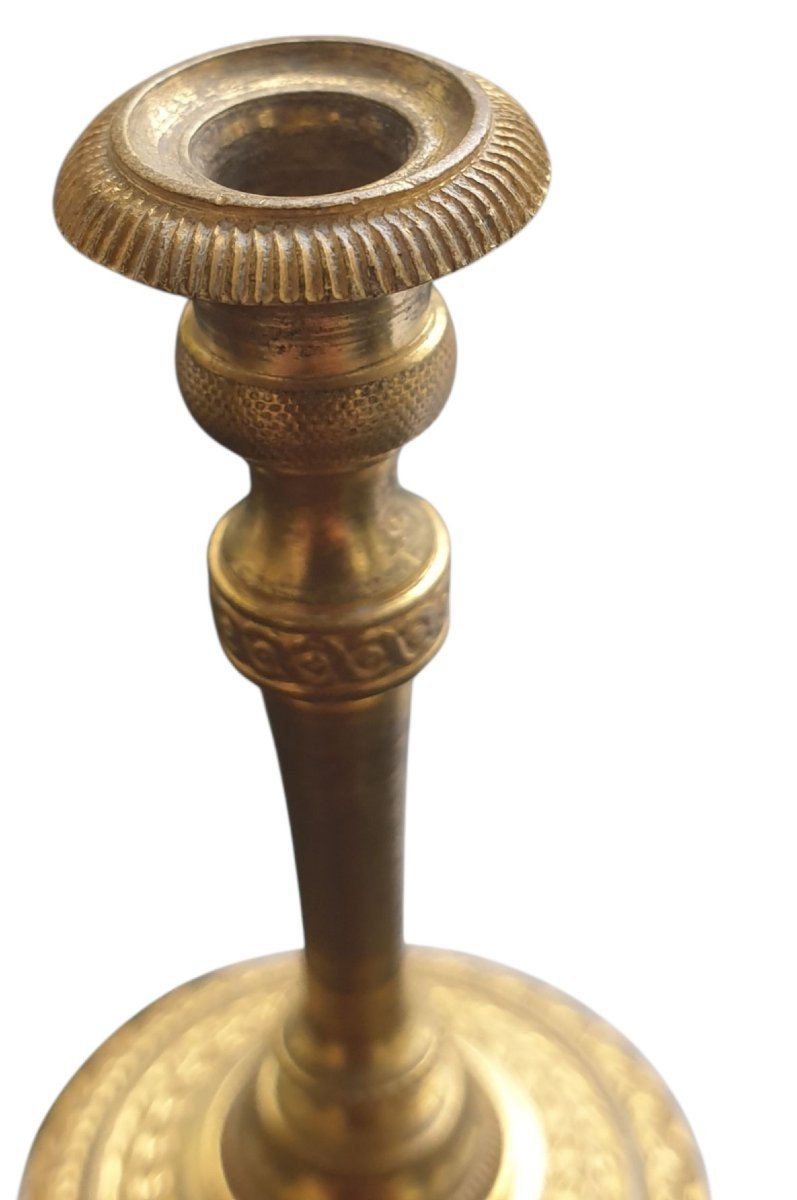  Rare paires de miniatures de maîtrise bougeoirs en bronze doré Louis XVI Empire -photo-3