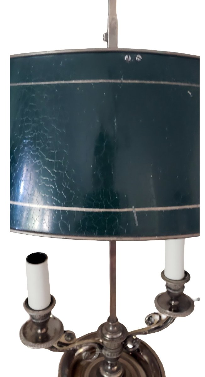  Antique Empire-style Hot Water Bottle Lamp, Late 19th Century, In Silver-plated Bronze  Exceptional Lamp-photo-4