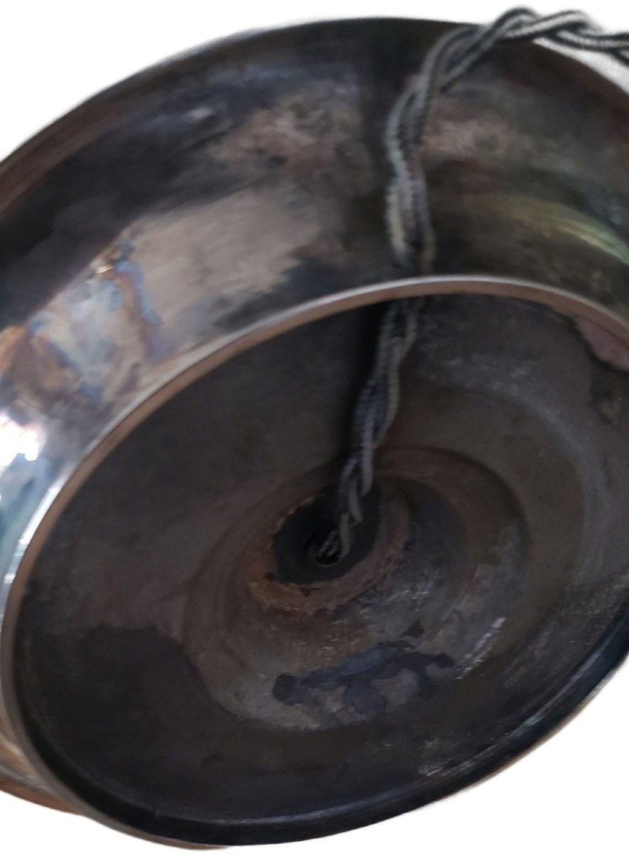  Antique Empire-style Hot Water Bottle Lamp, Late 19th Century, In Silver-plated Bronze  Exceptional Lamp-photo-8