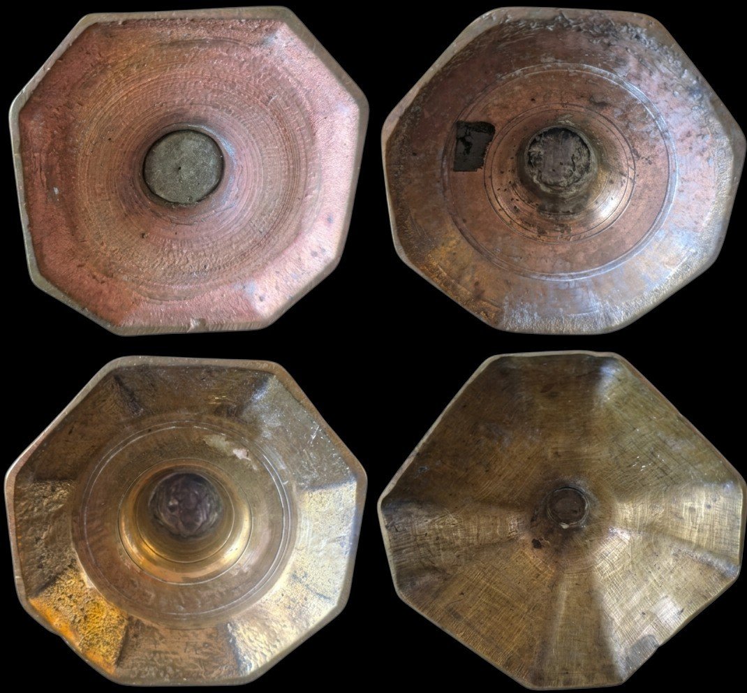  Set Of 4 17th-century Bronze Candlesticks  Louis XIV Period  -photo-4