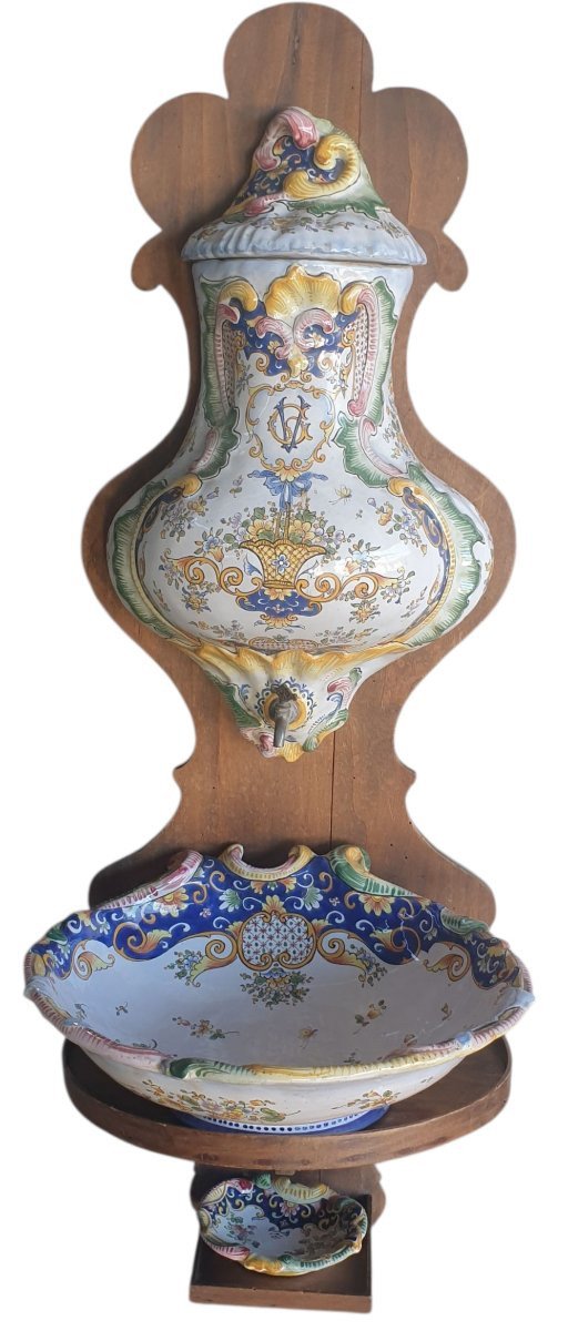 Alfred Renoleau Complete Faience Fountain And Stand  Complete Fountain-photo-3